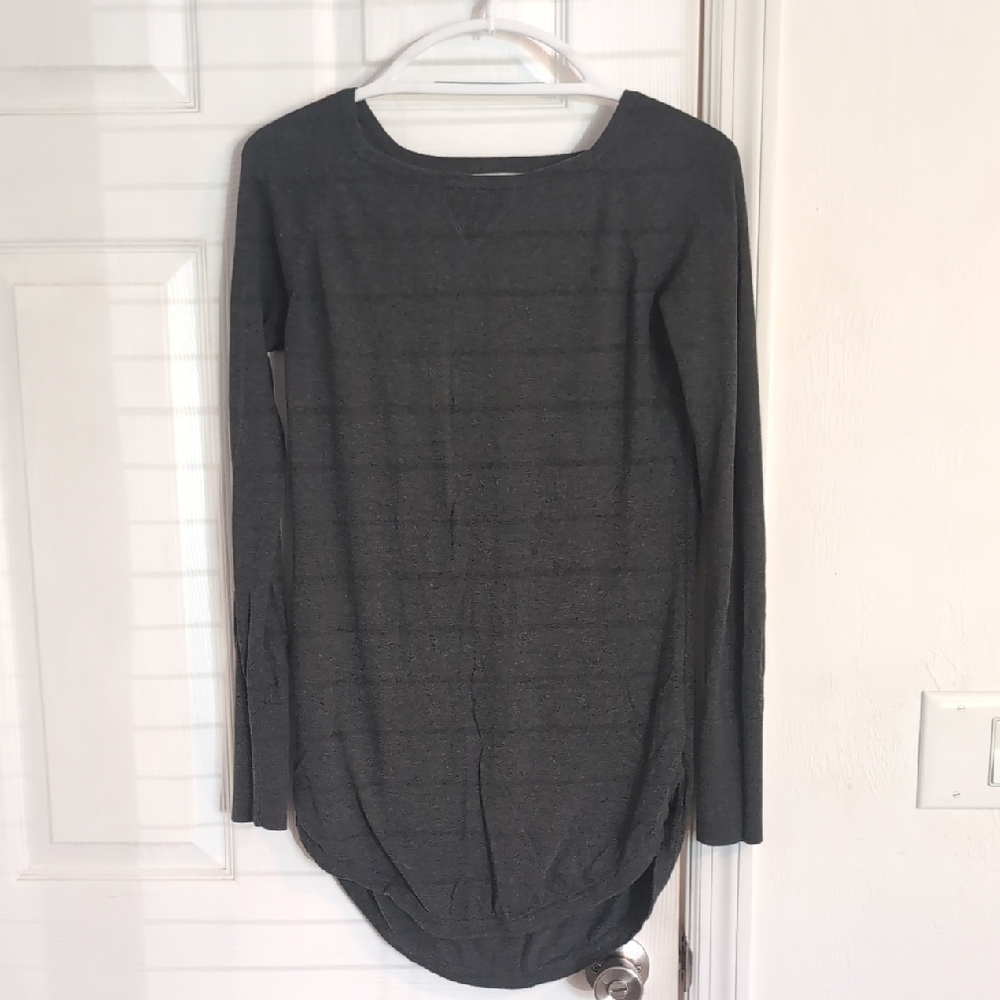 Kaisely Charcoal Gray Long Sleeve Tunic Top